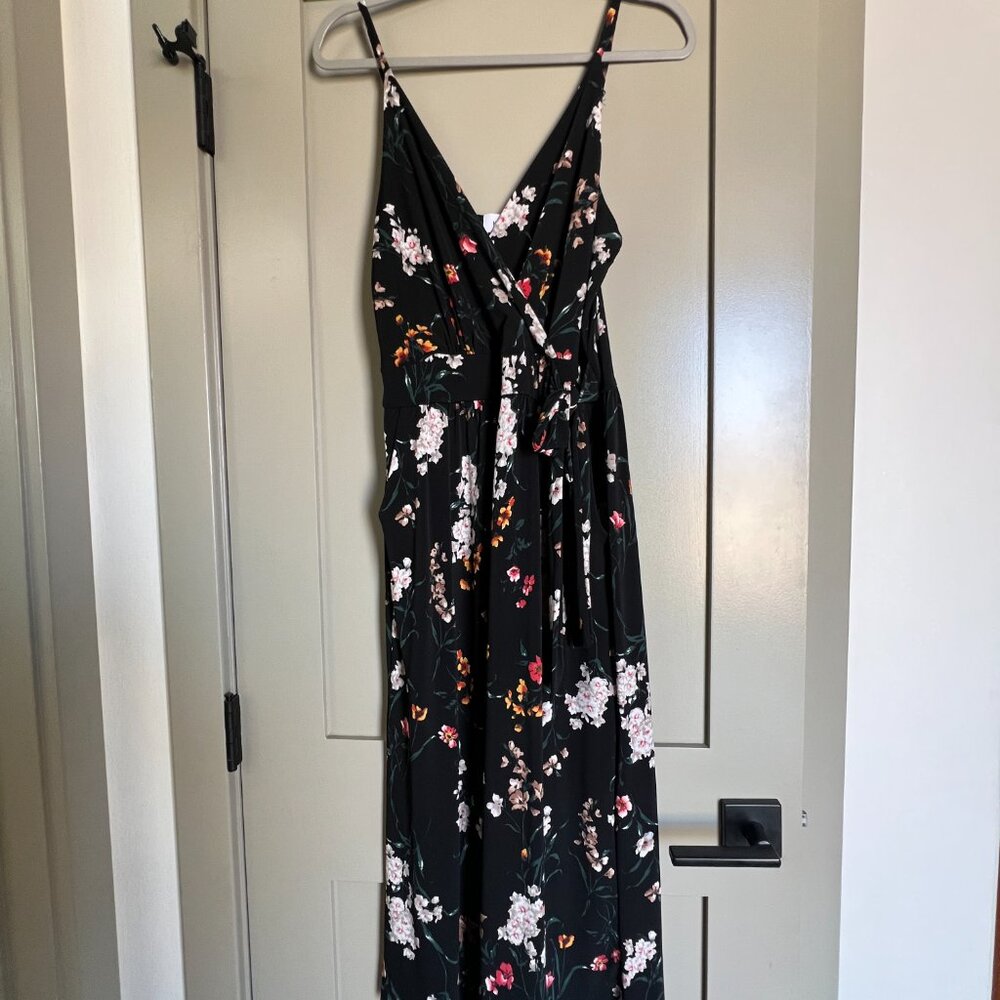 Kaileigh Rica Black Floral Knit Crop Sleeveless Jumpsuit